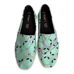 Toms Glow In The Dark Alien Canvas Slip-On Sneakers Mint &Purple Size 8.5